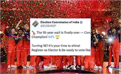 18தான் காரணம்! ஆர்சிபிக்கு வாழ்த்து தெரிவித்த தேர்தல் ஆணையம்!