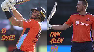 19 சிக்ஸர்கள் அடித்து உலக சாதனை படைத்த ஃபின் ஆலன்! 