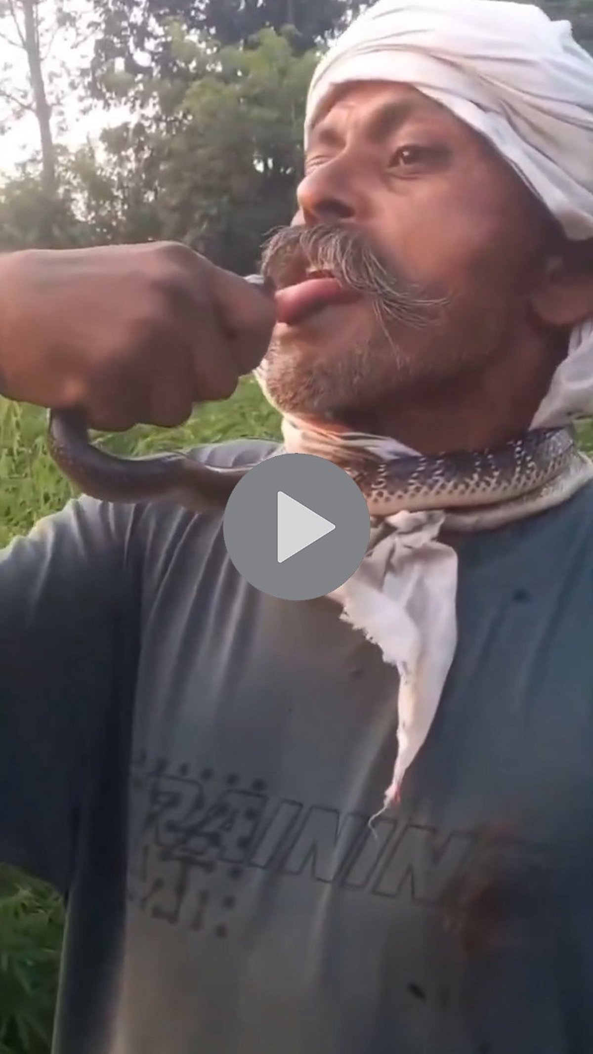 வாயில் கடித்த பாம்பு! பாம்பை கழுத்தில் சுற்றி விளையாடியவர் உயிருக்கு ஆபத்தான நிலையில் மருத்துவமனையில் அனுமதி