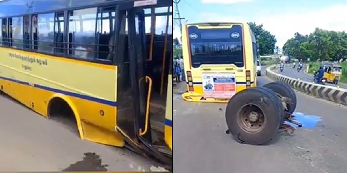 தென்காசியில் பயங்கரம்! கழன்று ஓடிய அரசுப் பேருந்தின் பின் சக்கரங்கள்! விடியோ