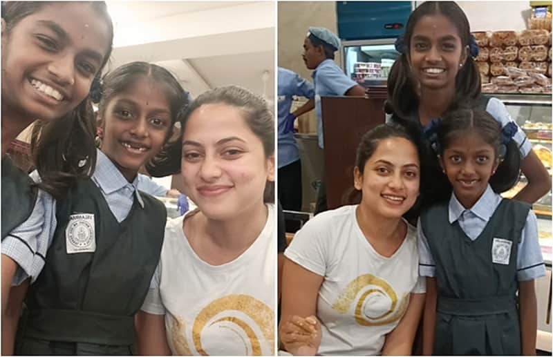 serial actress Madhumitha with fans