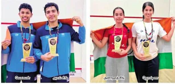 ஆசிய இரட்டையா் ஸ்குவாஷ்: 3 பட்டங்களையும் வென்று வரலாறு படைத்தது இந்தியா