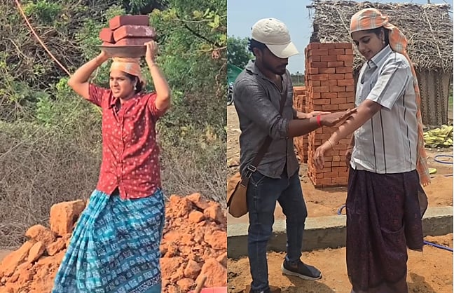 சீரியலுக்காக கட்டடத் தொழிலாளியாக மாறிய நடிகை!