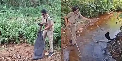 18 அடி நீள ராஜ நாகம்.. அசால்டாக பிடித்த கேரள வனத்துறை பெண் காவலர்! விடியோ