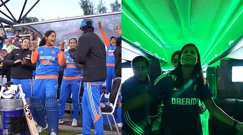 Indian women's team celebrates victory...