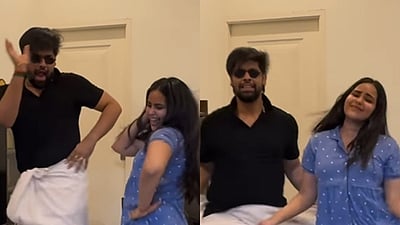 குழந்தையை தூங்க வைத்த மகிழ்ச்சியில் நடனமாடிய கண்மணி மனோகரன்! வைரல் விடியோ! 