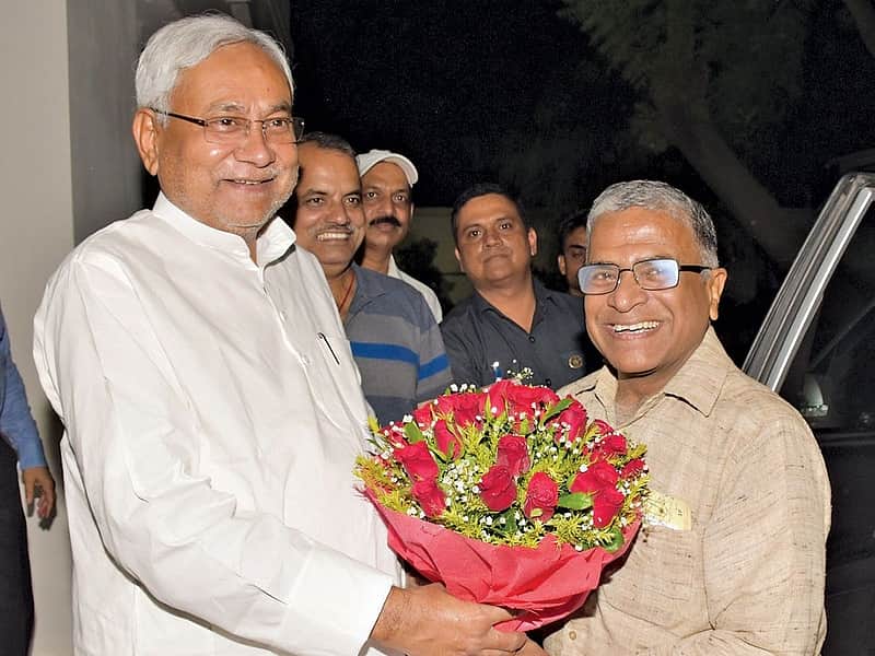 Harivansh Singh with Bihar Chief Minister Nitish Kumar.