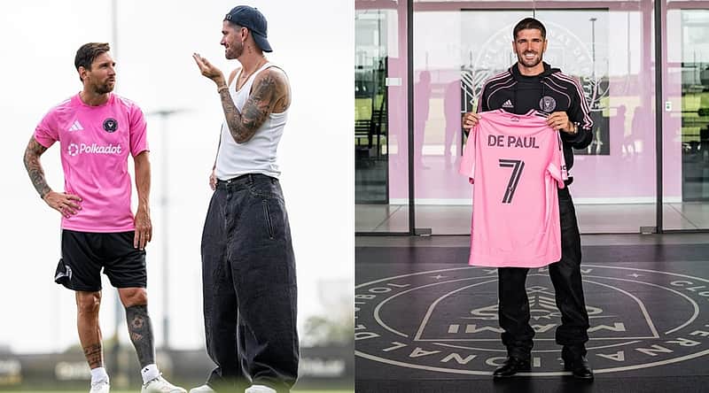 De Paul with Messi and inter miami jersey.