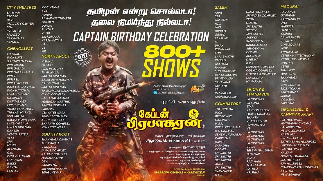 800-க்கும் அதிகமான காட்சிகள்... மறுவெளியீடானது கேப்டன் பிரபாகரன்!
