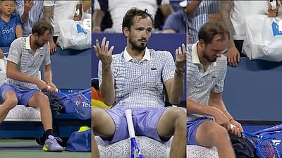 முதல் சுற்றிலேயே தோல்வி: விரக்தியால் டென்னிஸ் ராக்கெட்டை உடைத்த மெத்வதேவ்!