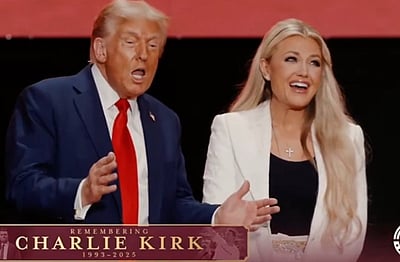 நினைவேந்தலில் சார்லி கிர்க் மனைவி அருகில் நடனமாடிய டிரம்ப்!