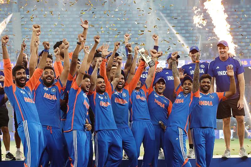 Indian team players celebrate victory without Asia Cup