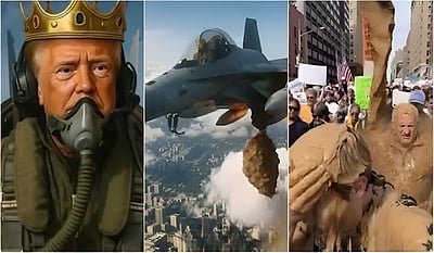 போராட்டக்காரர்கள் மீது வீசப்பட்ட கழிவுகள்.! ‘அரசர்’ டிரம்ப் வெளியிட்ட விடியோ!