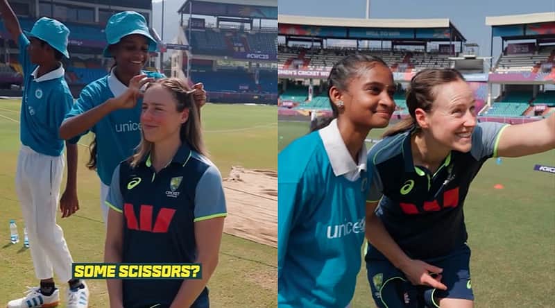 An Indian girl braided a braid for an Australian player.