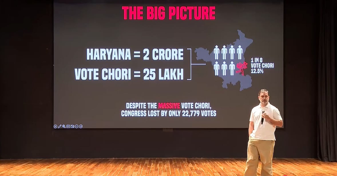 2024 ஹரியாணா பேரவைத் தோ்தலில் 25 லட்சம் போலி வாக்காளா்கள்: ராகுல் காந்தி குற்றச்சாட்டு