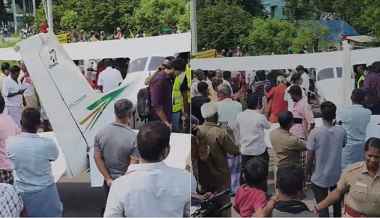 புதுக்கோட்டை அருகே சாலையில் தரையிறங்கிய பயிற்சி விமானம்!
