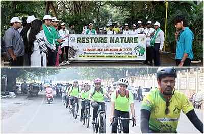 லயோலா கல்லூரி, சுற்றுச்சூழல் அமைப்புகள் இணைந்து விழிப்புணர்வு மிதிவண்டிப் பேரணி!