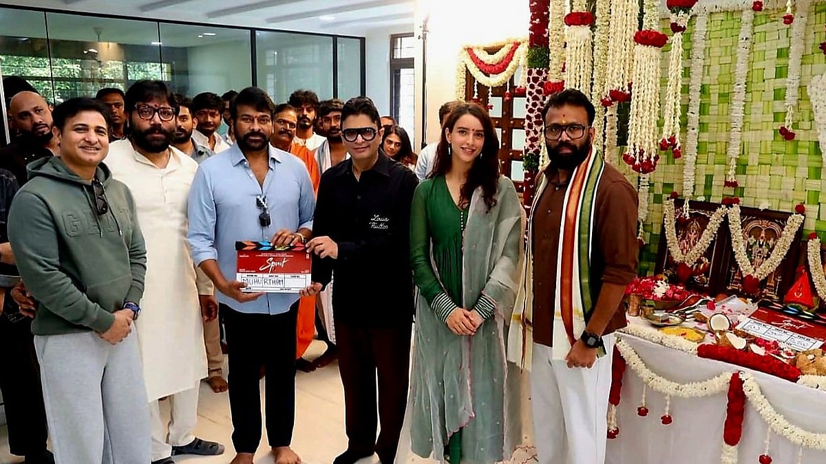 ஸ்பிரிட் பட பூஜையில் சிரஞ்சீவி..! பிரபாஸ் பங்கேற்காதது ஏன்?