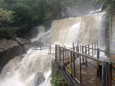சுருளி அருவியில் வெள்ளப்பெருக்கு: குளிக்கத் தடை!