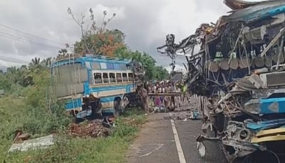 தென்காசியில் 2 தனியார் பேருந்துகள் மோதி விபத்து! 6 பேர் பலி