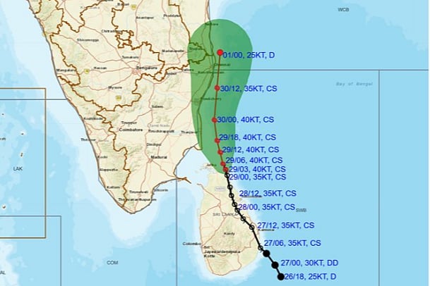 25 கி.மீ. வரை தமிழகத்தை நெருங்கும் டிட்வா புயல்! - வானிலை ஆய்வு மையம்