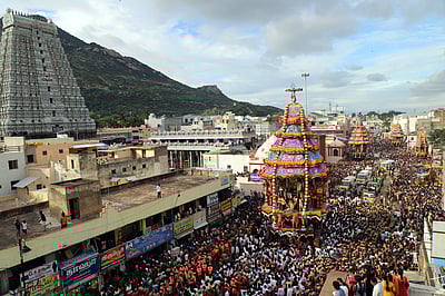 அருணாசலேஸ்வரா் கோயில் தீபத் திருவிழா மகா தேரோட்டம்: 5 லட்சம்  பக்தா்கள் தரிசனம்!