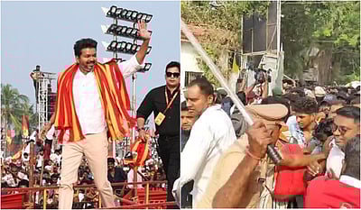 விஜய்யை பார்க்க நெருக்கும் கூட்டம்! தள்ளுமுள்ளு ஏற்பட்டதால் போலீஸ் தடியடி!