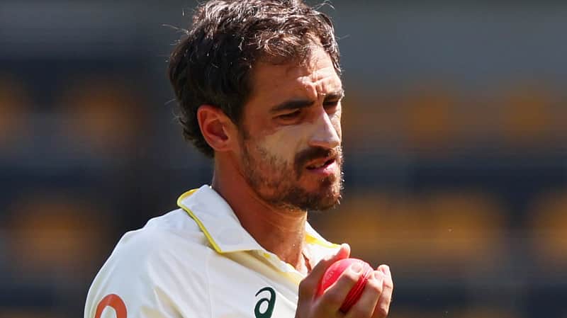 Australia's Mitchell Starc ready to bowl during the second Ashes cricket test match between Australia and England in Brisbane