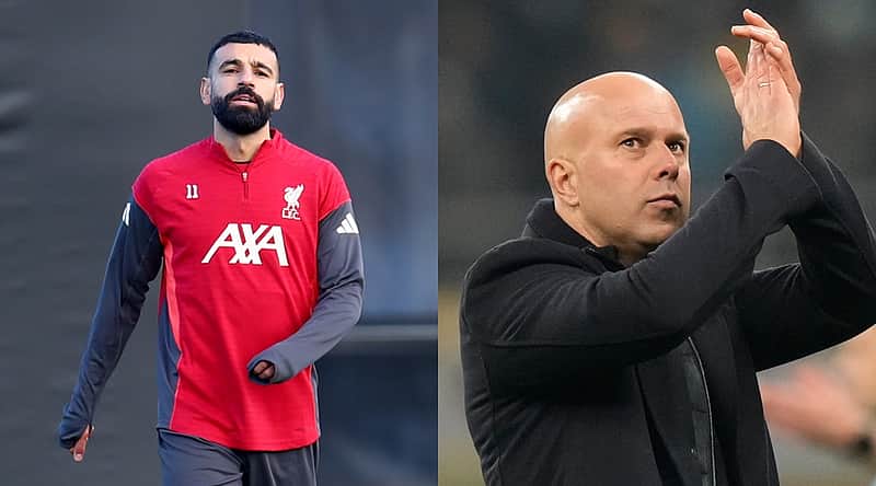 Liverpool's plapyer Mo salah, manager Arne Slot
