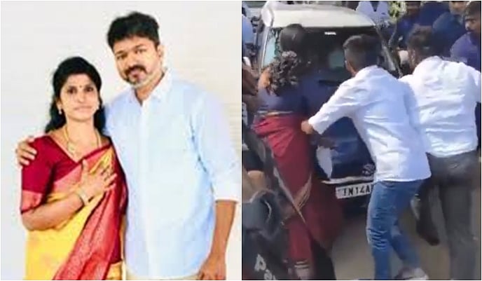 விஜய் காரை மறித்து தவெக பெண் நிர்வாகி போராட்டம்!