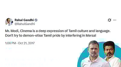 மெர்சல்! 2017-ல் விஜய்க்கு ஆதரவாக ராகுல் வெளியிட்ட ட்வீட்!