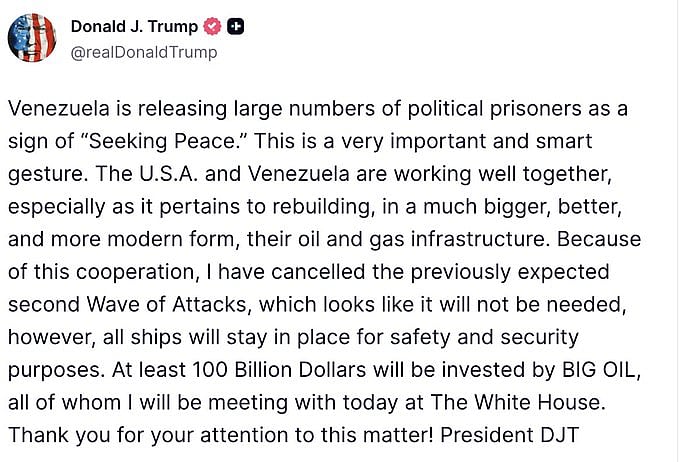 வெனிசுவேலா தாக்குதல் ரத்து