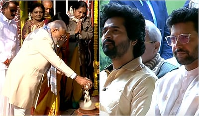 எல். முருகன் வீட்டில் பொங்கல் விழா! மோடியுடன் ரவி மோகன், சிவகார்த்திகேயன் பங்கேற்பு!