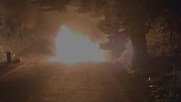 உதகை - கல்லட்டி சாலையில் பற்றி எரிந்த காா்