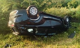 வையம்பட்டி அருகே 10 அடி பள்ளத்தில் காா் கவிழ்ந்து விபத்து