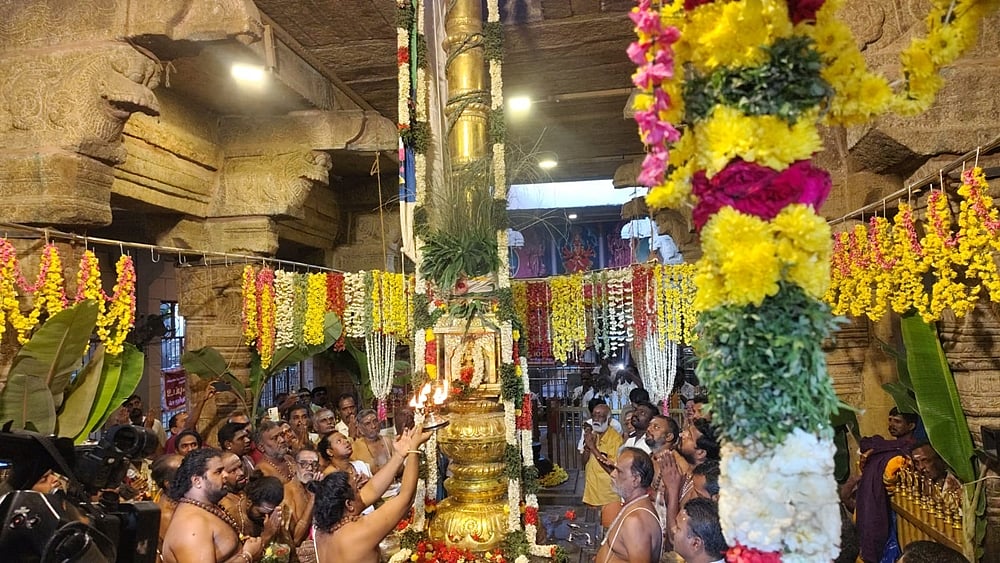 கொடிமரத்திற்கு சிறப்பு அபிஷேகம், சிறப்பு பூஜைகளுக்கும் செய்யப்பட்டது.