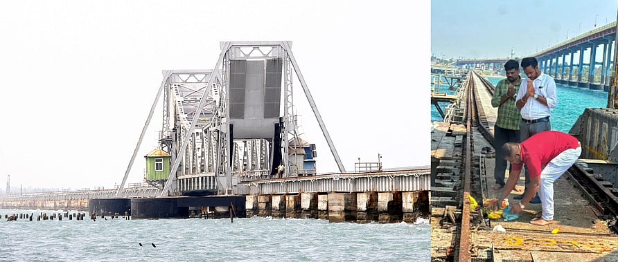 பாம்பன் பழைய ரயில் பாலத்தை
அகற்றும் பணி தொடக்கம்