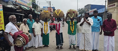 தைப் பூசம்: வேதாரண்யேஸ்வரர் கோயிலுக்கு நெல் கோட்டை வழங்கும் நிகழ்ச்சி 
