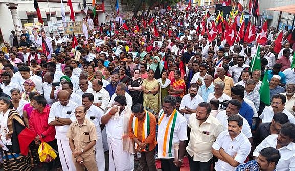 மத்திய அரசைக் கண்டித்து திமுக கூட்டணி ஆா்ப்பாட்டம்