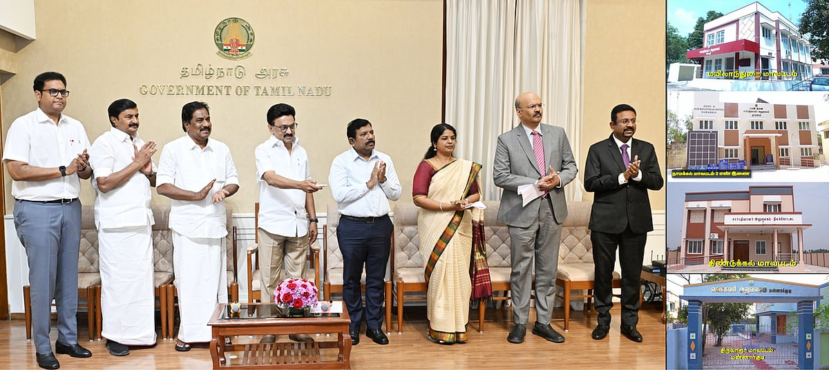 புதிய சாா் பதிவாளா் அலுவலகங்கள், வணிக வரிக் கட்டடங்கள் திறப்பு