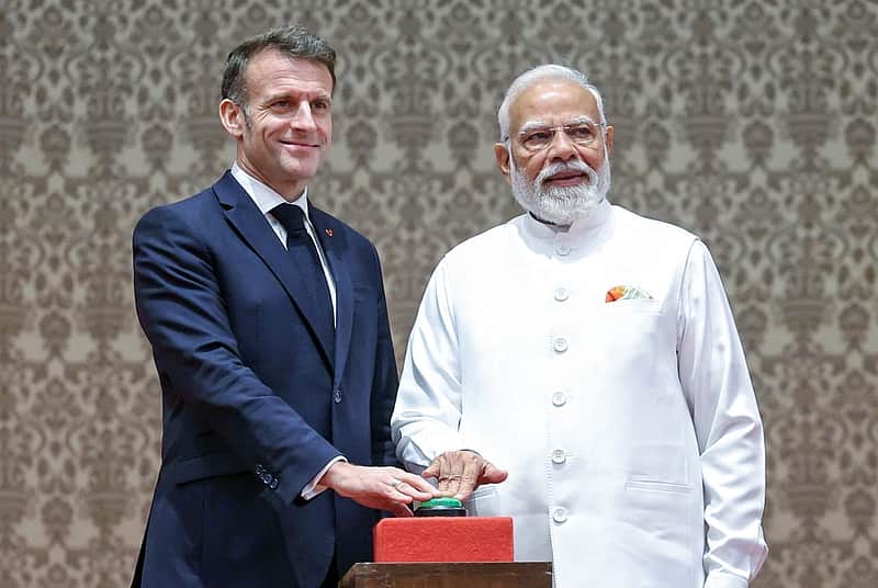 Prime Minister Narendra Modi with French President Emmanuel Macron