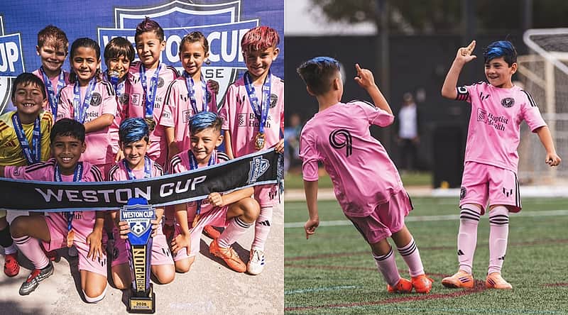 U-8 Inter Miami with Weston Cup, Messi Suarez's sons in celebration
