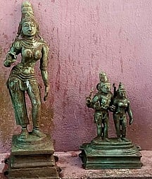 வேதாரண்யம் அருகே மூன்று 
சுவாமி உலோகச் சிலைகள் கண்டெடுப்பு