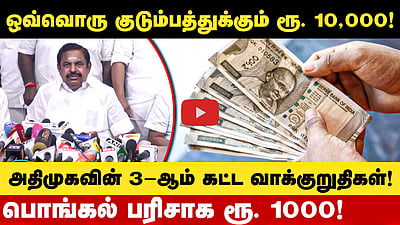 பட்டதாரி இளைஞர்களுக்கு மாதம் ரூ. 2,000 வழங்கப்படும்! அதிமுகவின் 3-ஆம் கட்ட தேர்தல் வாக்குறுதிகள்!