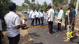 திருப்பத்தூரில் நெடுஞ்சாலைத்துறை பணிகள் ஆய்வு