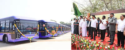 மாநகா் போக்குவரத்துக் கழகத்துக்கு 100 மின்சாரப் பேருந்துகள் சேவையை தொடங்கி வைத்தாா் துணை முதல்வா் உதயநிதி