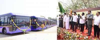 மாநகா் போக்குவரத்துக் கழகத்துக்கு 100 மின்சாரப் பேருந்துகள் சேவையை தொடங்கி வைத்தாா் துணை முதல்வா் உதயநிதி