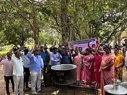 வருவாய்த் துறையினா் சமைத்து சாப்பிடும் நூதன போராட்டம்