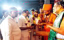 திருநள்ளாறு கோயிலில் மத்திய அமைச்சா் சுவாமி தரிசனம்