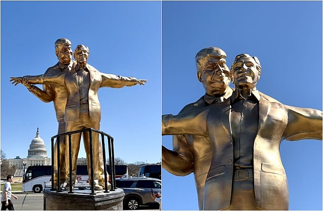 டைட்டானிக் காதல்! டிரம்ப் - எப்ஸ்டீனுக்கு சிலை வைத்து மர்ம நபர்கள் கிண்டல்!